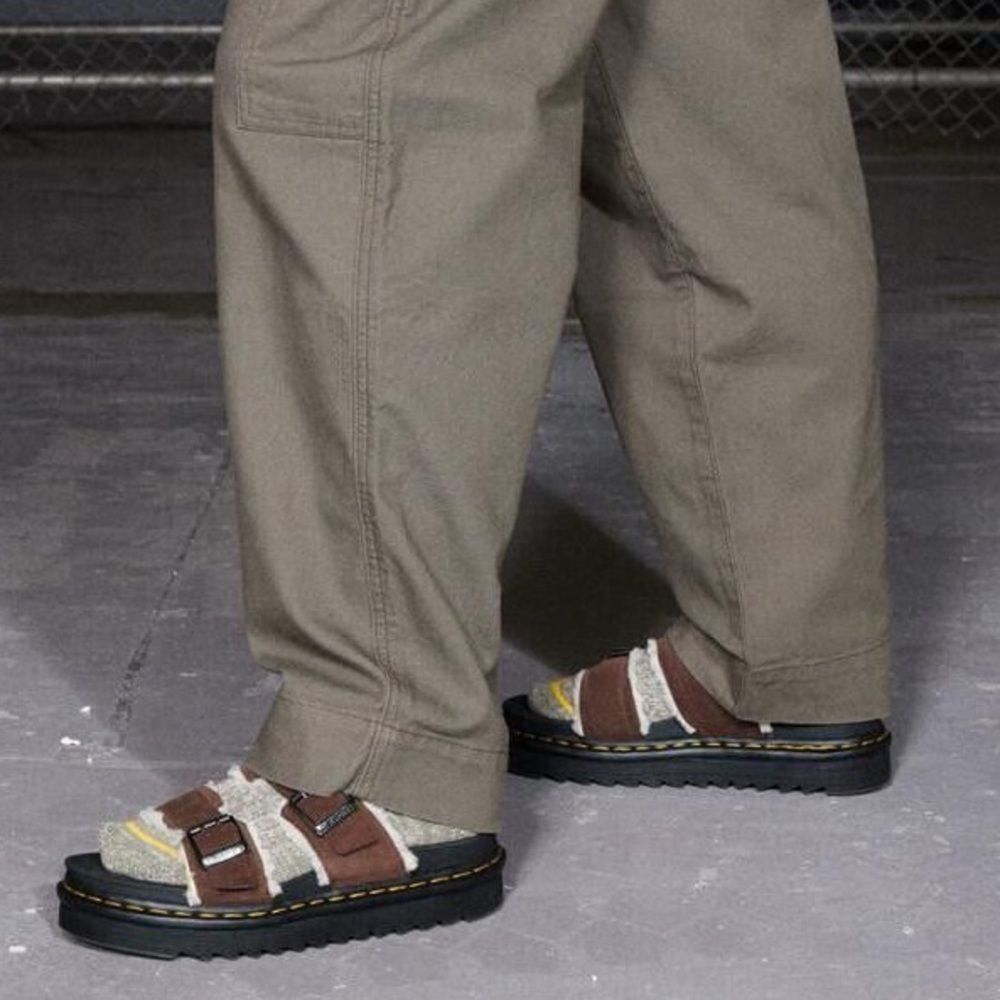 Dr. Martens Brown Leather Double-Buckle Slide Sandals